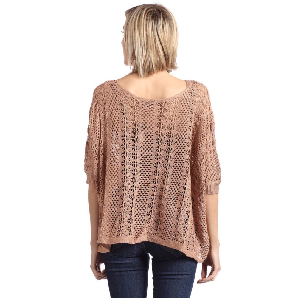 Crochet Knit Cropped Top Dusty Rose - Picture 3 of 7